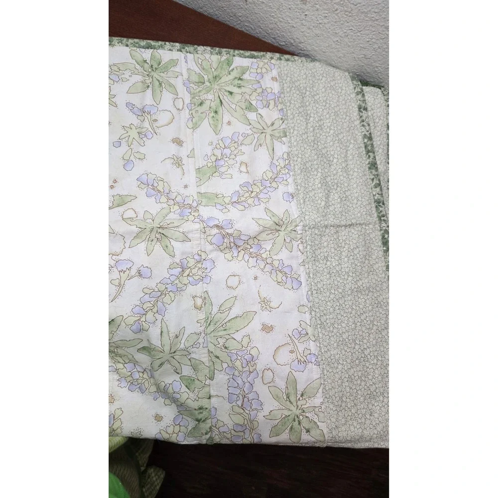 Handmade Patchwork Quilt Kids‎ Set Floral Paisley Multi Color Green White 2pc
